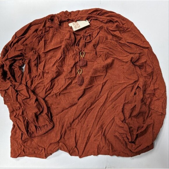 Knox Rose Women's Balloon Long Sleeve Blouse Brown XL - Picture 5 of 9